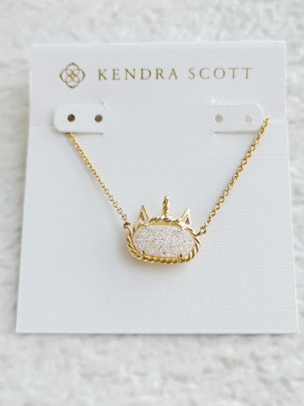 Kendra Scott Elisa Unicorn Drusy Gold Short Necklace NEW